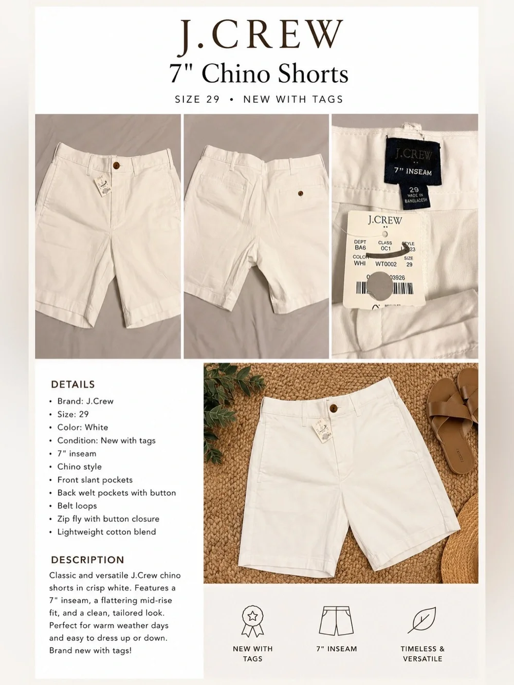 J. Crew White Flat Front 7